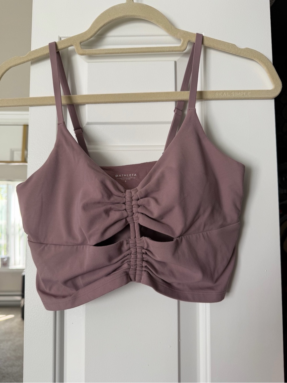 Athleta Dusty Mauve Ruched Front Sports Bralette